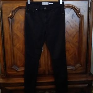 Free People Skinny Leg Black Denim Jeans, Size 27